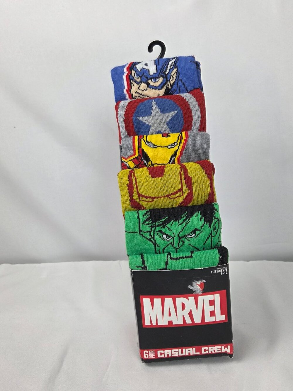 6-Pack Marvel Casual Crew Socks Men's Size 8-12 Captain America/Hulk/Iron Man